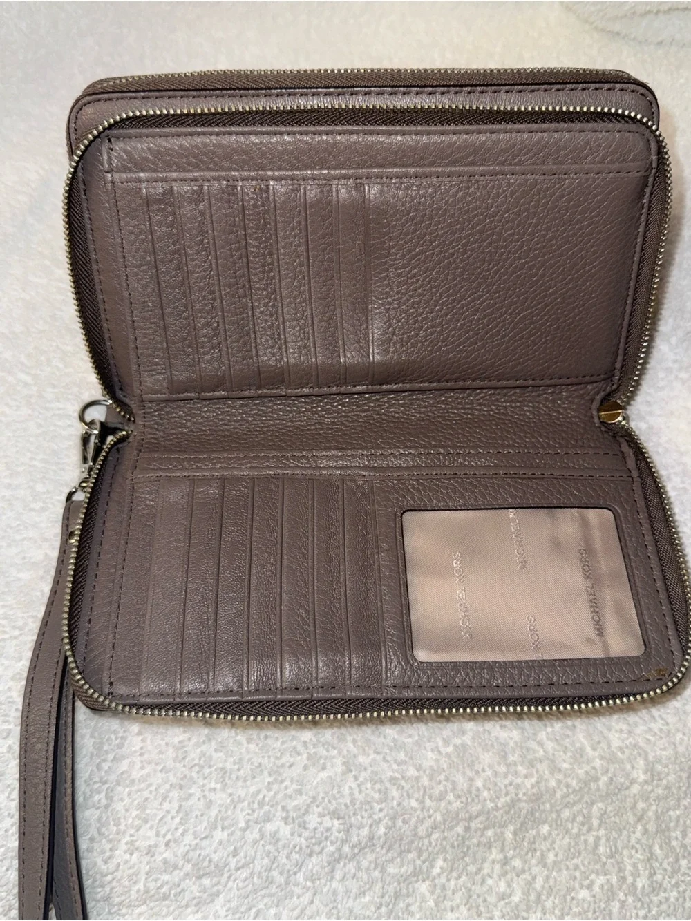 Michael Kors Double Zip Continental Pebble Leather Wallet Wristlet